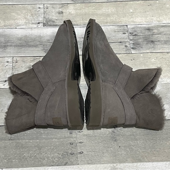 UGG Zariyah Boots Suede Shearling Ankle Booties - Charcoal Gray - Sz - 8.5 - Picture 7 of 10